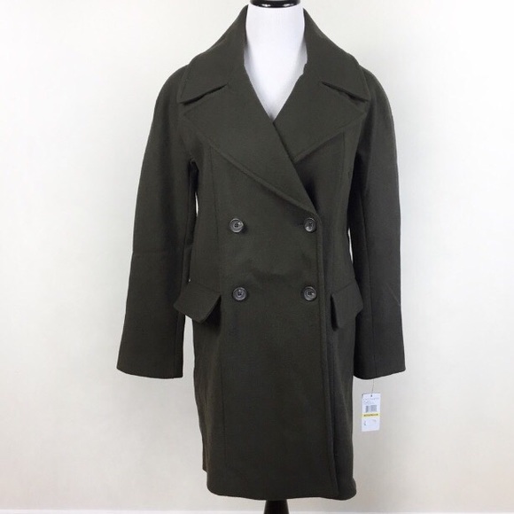 Vince Camuto Jackets & Blazers - VINCE CAMUTO OLIVE WOOL BLEND PEACOAT